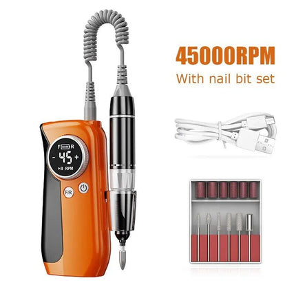 High-Speed 45000RPM Rechargeable Nail Drill Kit - Professional Cordless Manicure Set - Wnkrs