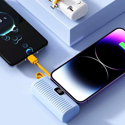 Ultra-Compact 30000mAh Power Bank with Built-in Cables & Fast Charging