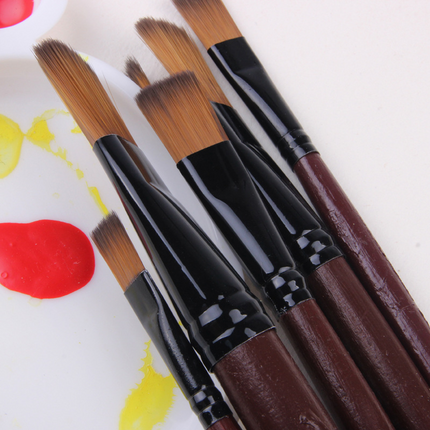 Wooden Handle Oil Paint Brush 6 Pcs Set