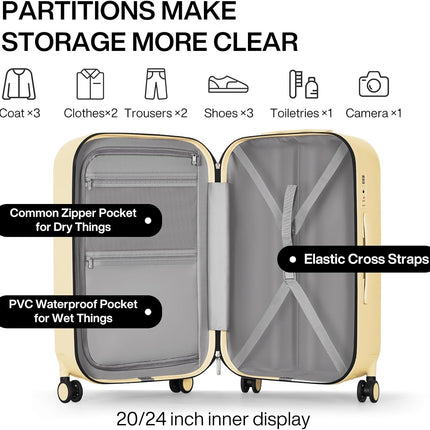 Stylish Spinner Travel Luggage: 18" Carry-On to 24" Check-In Suitcases with Wheels