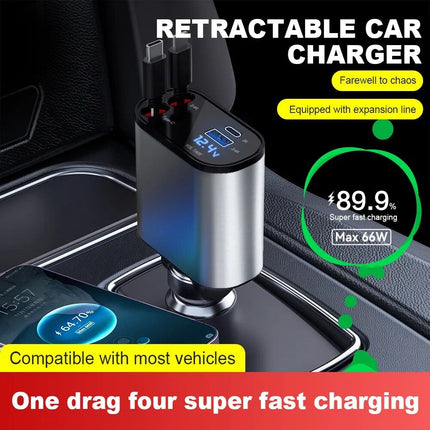 4-in-1 USB Car Fast Charger with PD QC3.0 & Digital Display - Wnkrs