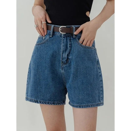 Short en jean taille haute décontracté