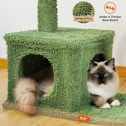 Árbol para gatos en forma de cactus con hamaca, poste rascador y cuerda de sisal