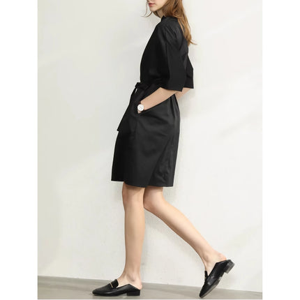 Elegant A-Line Shirt Dress with Belt