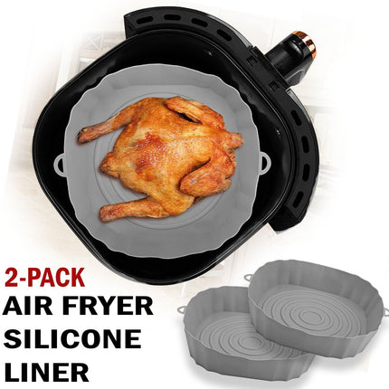 2Pcs Air Fryer Silicone Pot Baskets Liners Non-Stick Safe Oven Baking Tray Mats - Wnkrs