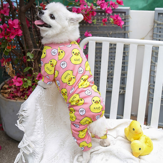 Pyjama confortable en coton imprimé canard pour chien