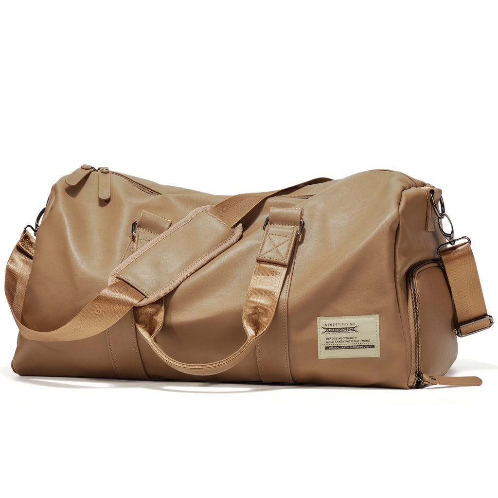 Nylon Travel Bag with Shoe Compartment and Shoulder Strap
