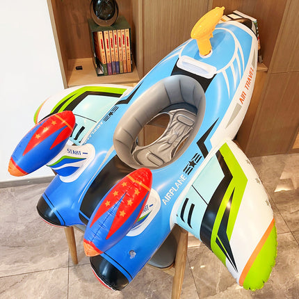 Flotador inflable para natación con forma de avión y asiento para niños