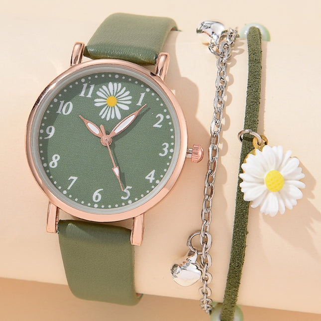 Nouvelle montre à quartz romantique en cuir pour femme