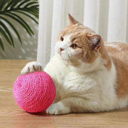 Juguete interactivo con forma de bola de sisal para gatos con sonido