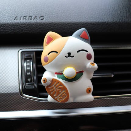 Diffuseur de parfum désodorisant pour voiture Lucky Cat en résine avec clip artistique