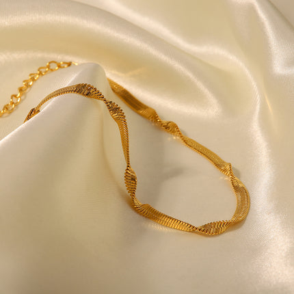 Pulsera de cadena de serpiente de acero inoxidable bañada en oro de 18 k: resistente al agua y atemporal