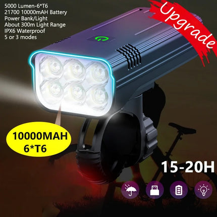 UltraBright 5000 Lumens USB Rechargeable Bike Light