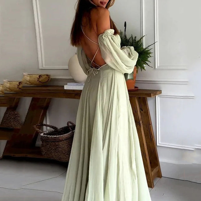 Home Leisure Fashion Backless Strap Sling Dress