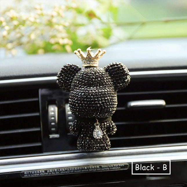 Cute Bear Car Air Vent Perfume Clip with Dazzling Rhinestone - Wnkrs