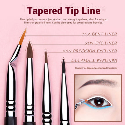 Ensemble de 11 pinceaux eyeliner de précision pour une application parfaite