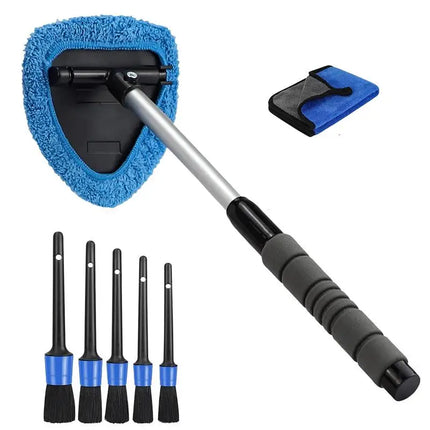 Telescopic Car Windshield Cleaner with Microfiber Pad and Detail Brush