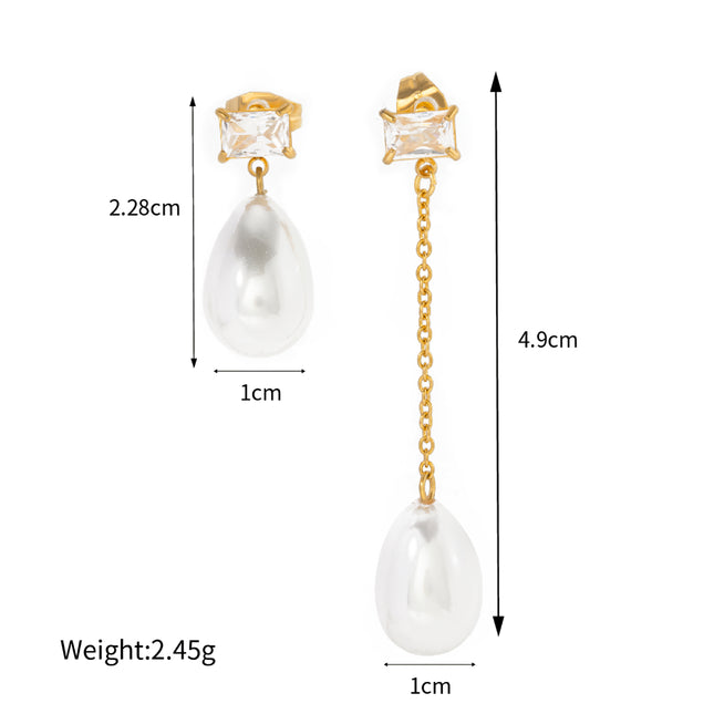 Boucles d'oreilles en acier inoxydable PVD 18 carats avec perles de luxe légères