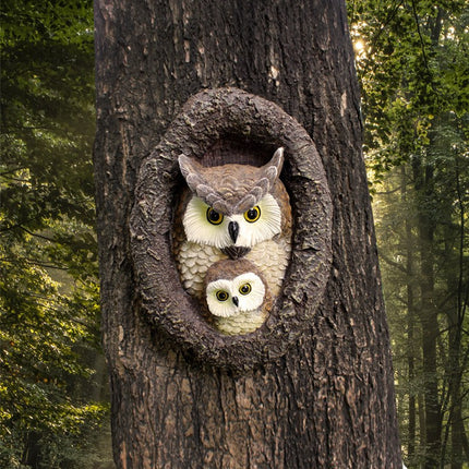 Ornement en résine à suspendre en forme de hibou mignon pour le jardin