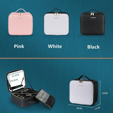 Illuminated LED Cosmetic Case with Mirror - Portable & High-Capacity Makeup Organizer - Wnkrs