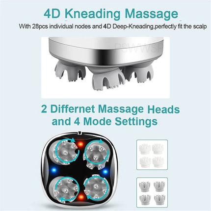 4D Electric Scalp Massager with Red & Blue Light Therapy - Wnkrs