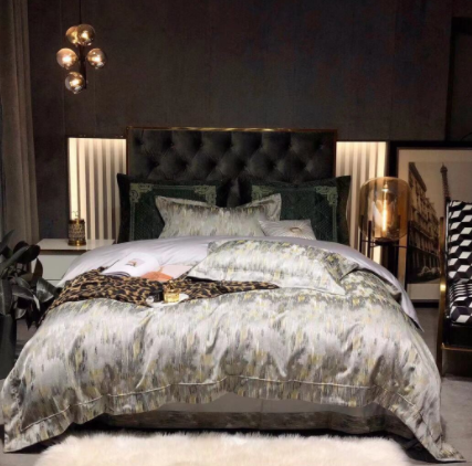 Luxury Retro Style Black Gold 120 Yarn-dyed Jacquard Cotton Bed Four-piece Set - Wnkrs