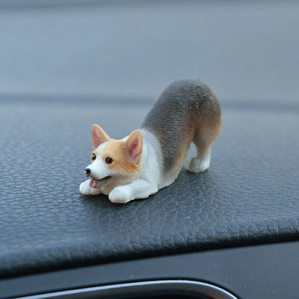 Cute Corgi Dashboard Ornament - Mini Resin Puppy Car Decor - Wnkrs