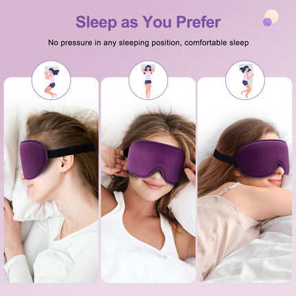 Masque de sommeil en soie à mémoire de forme 3D – Masque pour les yeux ultra doux et respirant