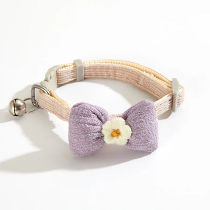 Checkered Pet Collar with Butterfly Knot