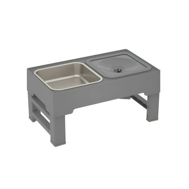 Comedero elevado para perros 2 en 1 de acero inoxidable ajustable con dispensador de agua