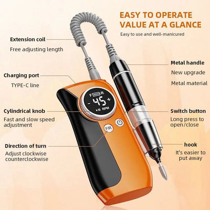 High-Speed 45000RPM Rechargeable Nail Drill Kit - Professional Cordless Manicure Set - Wnkrs