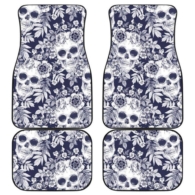 Chic Skull Floral Car Floor Mats - Wnkrs
