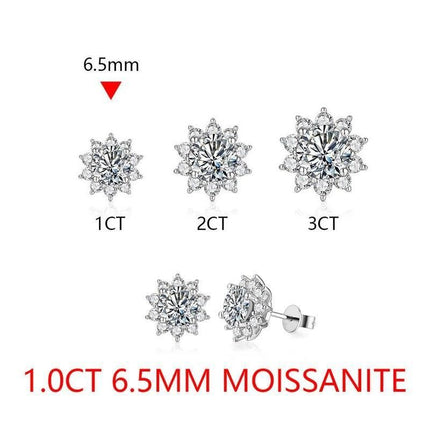 Elegant Snowflake Moissanite Diamond Stud Earrings - Wnkrs