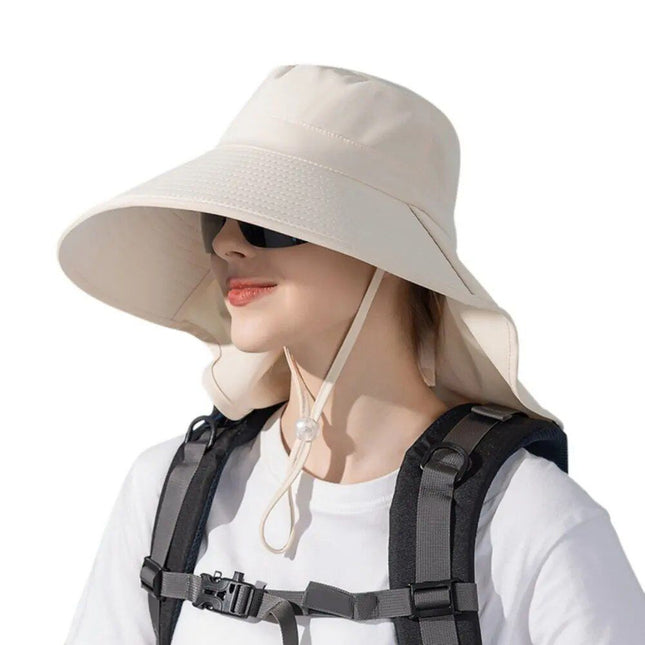 Adjustable Sun Protection Bucket Hat with Shawl for Outdoor Activities - Wnkrs