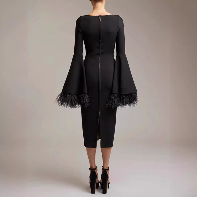 Robe à manches évasées pour femme - Vêtements tendance - Fille sexy