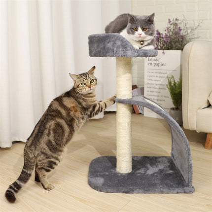 Arbre à chat compact de 26 pouces avec perchoir en peluche et planche à gratter incurvée