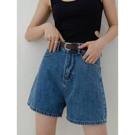 Short en jean taille haute décontracté