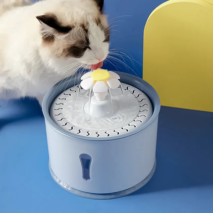 2.4L LED-Lit Automatic Cat Water Fountain with Stainless Steel & Activated Carbon Filter