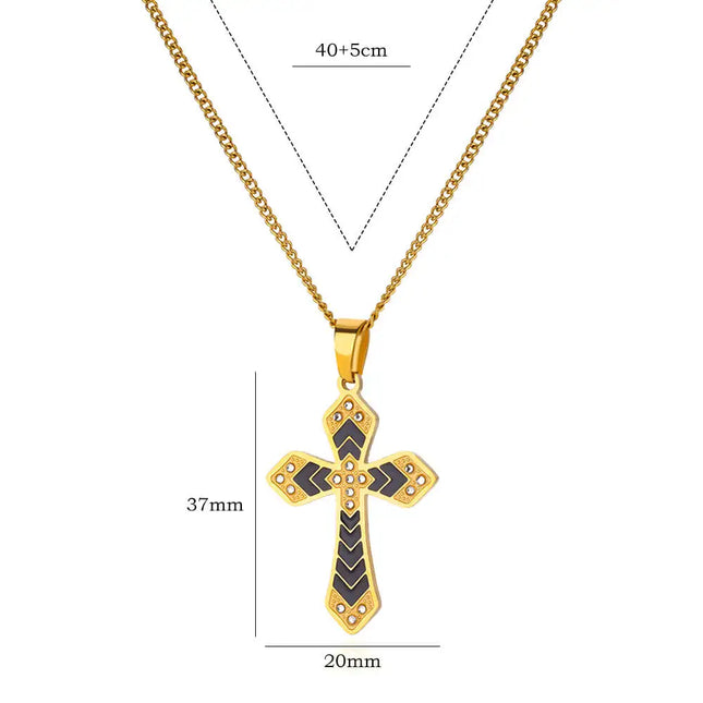 Collier pendentif croix en acier inoxydable avec zircone cubique – Bijoux religieux tendance