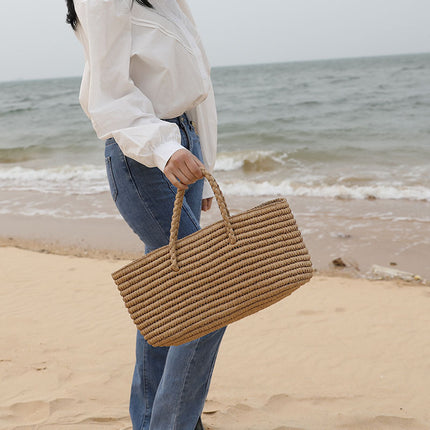 Bolsa de playa tejida a mano con paja