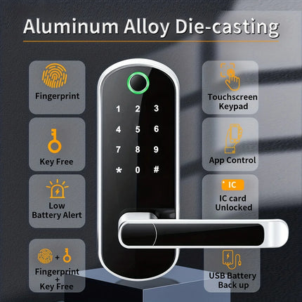 Cerradura de puerta inteligente con huella dactilar y control remoto