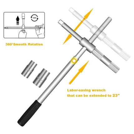 25" Universal Telescoping Tire Lug Nut Wrench with Dual Sockets and Storage Bag - Wnkrs