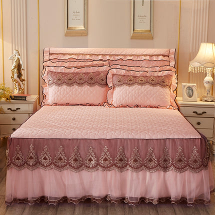 Quilted Lace Bed Skirt Thickened Plus Cotton Bedspread Single Piece Simmons Bed Cover Bed Circumference 1.8m Bed - Wnkrs