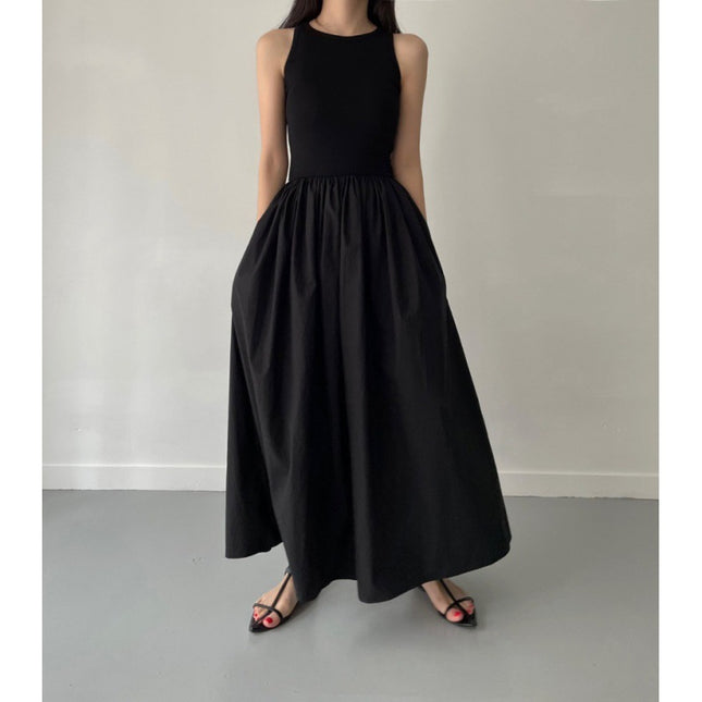 Nouvelle jupe longue patchwork pour femme, coupe ajustée, grande taille, tempérament, robe longue