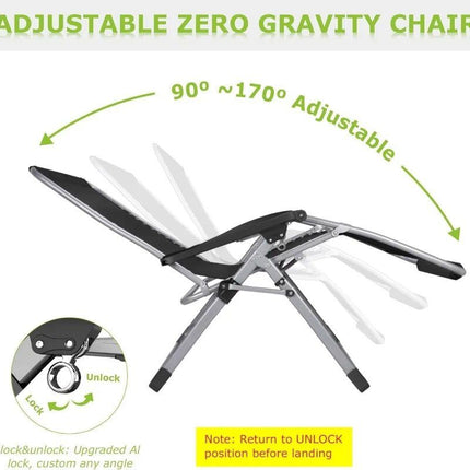 26In Zero Gravity Lounge Chair with Removable Cushion & Headrest - Wnkrs