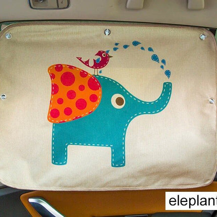 Cute Cartoon Linen Car Sun Shade Curtain for Windshield and Side Windows - 70cm x 50cm - Wnkrs