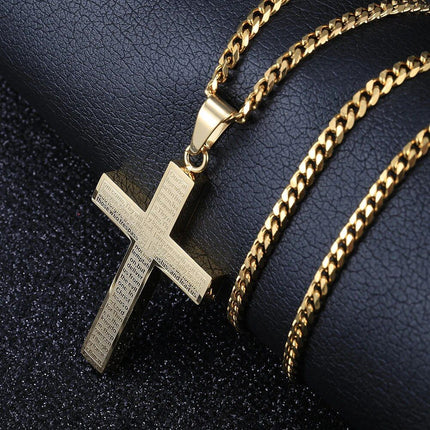 Stylish Unisex Cross Pendant Necklace with Cuban Link Chain - Wnkrs