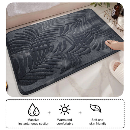 Tapis de bain en mousse à mémoire de forme à motif de feuilles