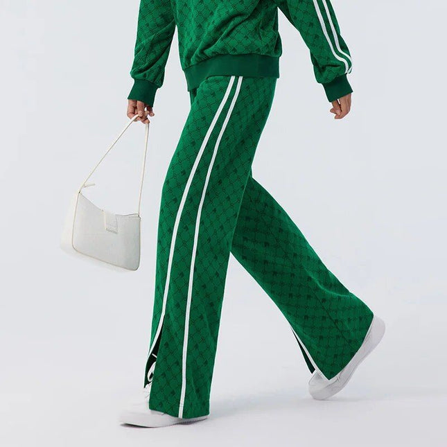 Pantalon large fendu de couleur contrastée pour femme