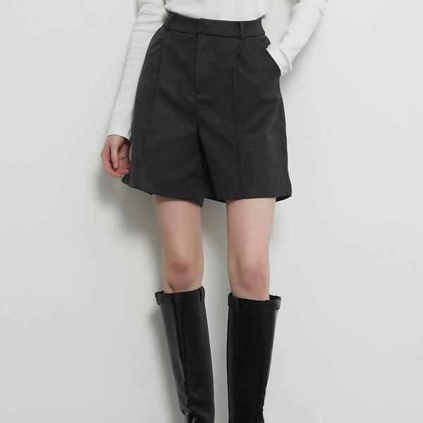 Grey Knee-Length Shorts with Pockets for Women